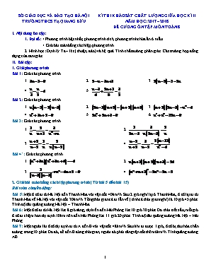 Đề thi khảo sát chất lượng giữa học kỳ II môn Toán Lơp 8 - Năm học 2017-2018 - Trường THCS Tạ Quang Bửu